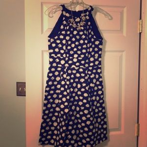 Loft Dress- Fit/Flare Navy/Ivory